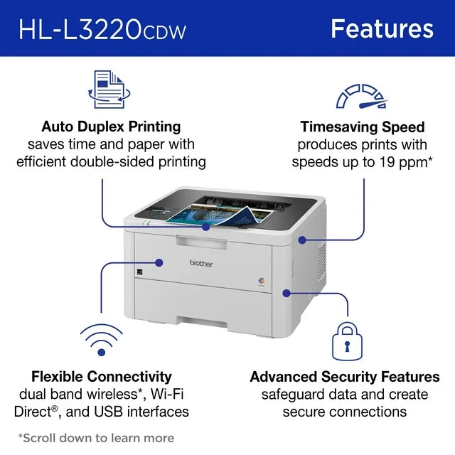 Brother HL-L3220CDW Wireless Compact Digital Color Printer