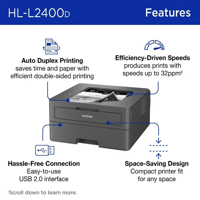 Brother HL-L2400D Compact Monochrome Laser Printer