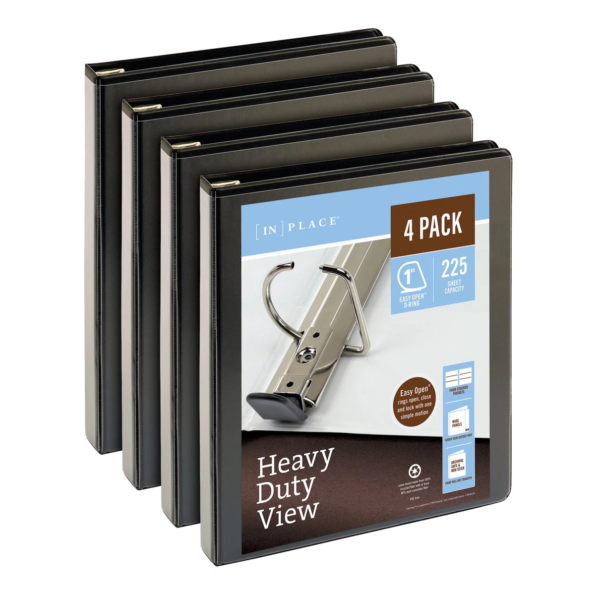 Office Depot Brand Heavy-Duty View 3-Ring Binder, 1" D-Rings, Pack Of 4