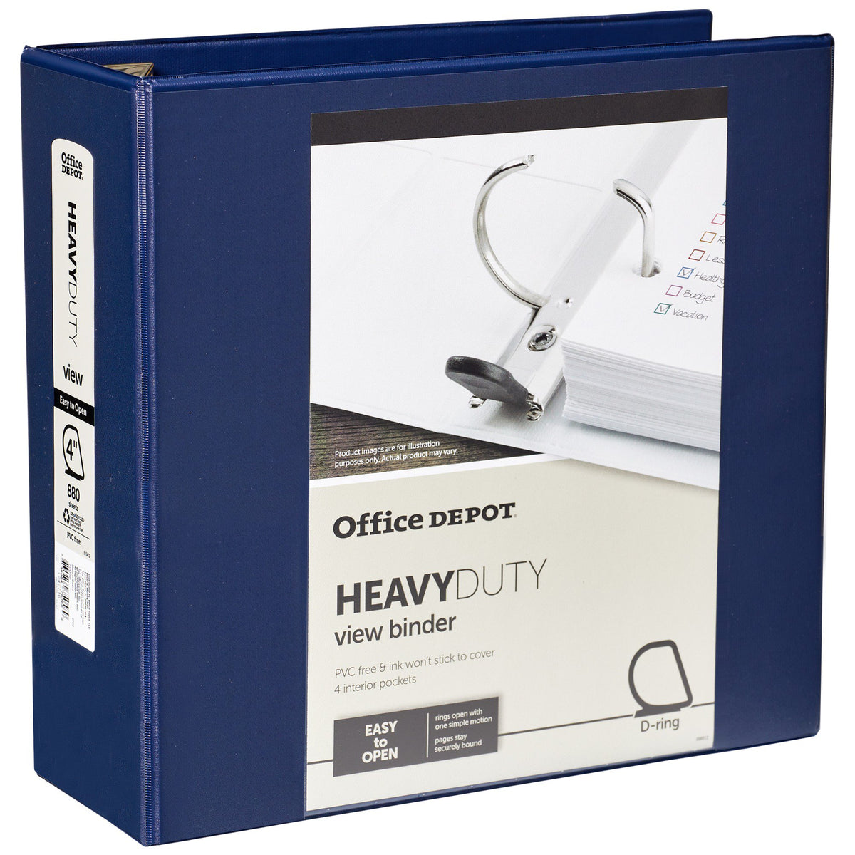 Office Depot Brand Heavy-Duty View Binder, 4" Rings