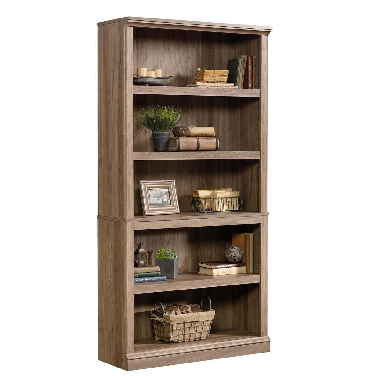 Sauder Select 5 - Shelf Bookcase, Salt Oak Finish