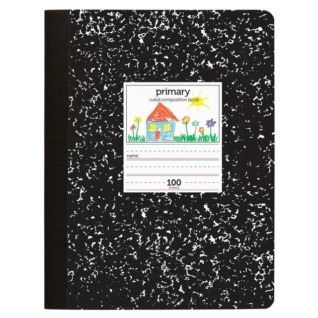 Office Depot Brand Primary Composition Books, 7-1/2" x 9-3/4", Unruled/Primary Ruled, 100 Sheets Per Pad, Pack Of 4 Books