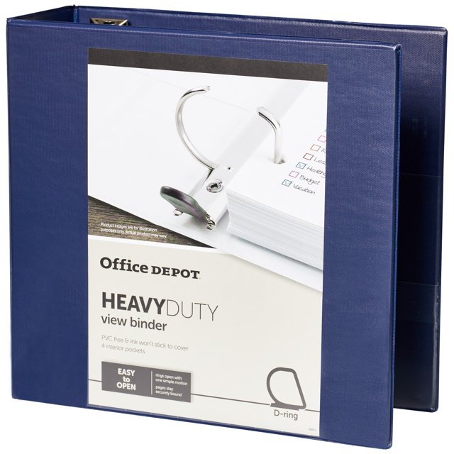 Office Depot Brand Heavy-Duty View Binder, 4" Rings