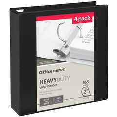 Office Depot Heavy-Duty View 3-Ring Binder, 2" D-Rings, Pack Of 4