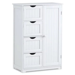 Costway Wooden 4 Drawer Bathroom Cabinet Storage Cupboard 2 Shelves Free Standing White