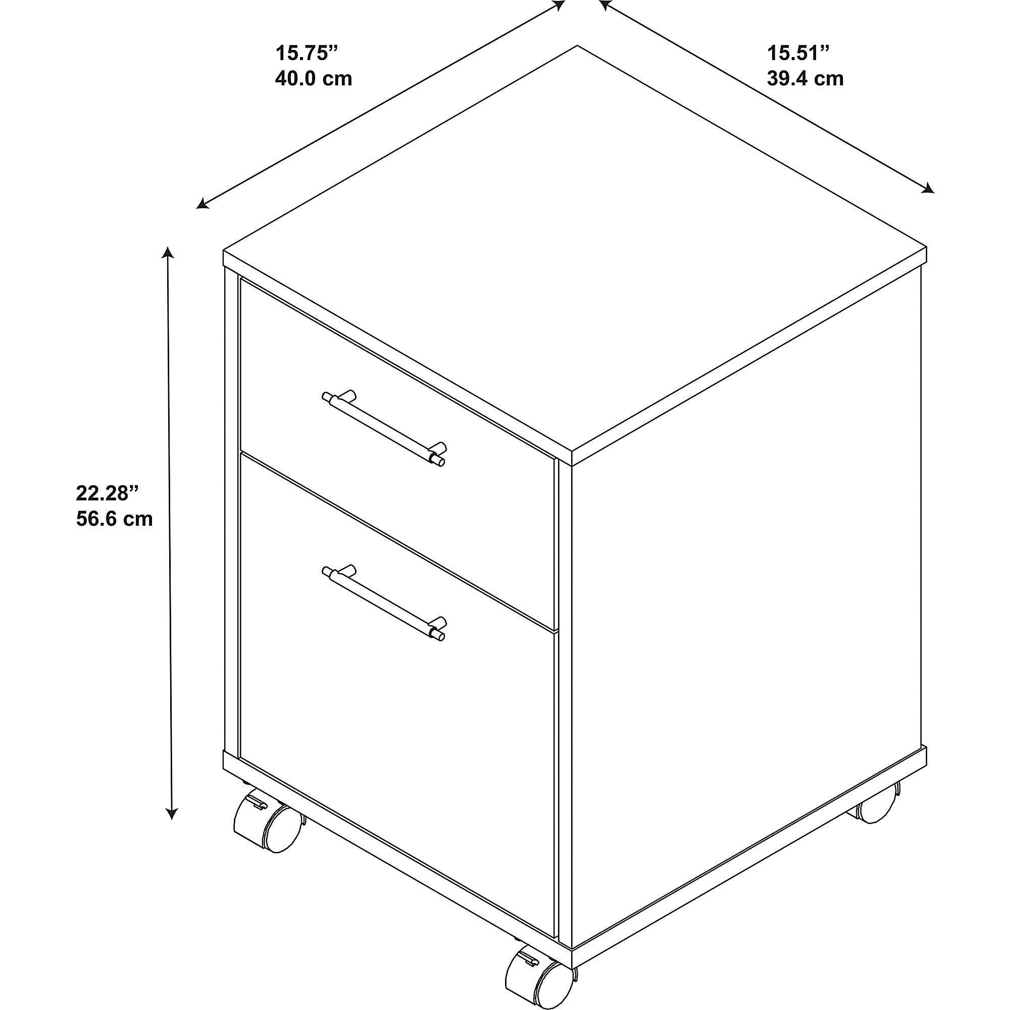 Bush Furniture Key West 2 Drawer Mobile File Cabinet in Pure White Oak