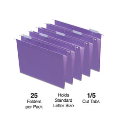 Staples Hanging File Folder 5-Tab Letter Size Purple 50/Carton ST419200-CCVS