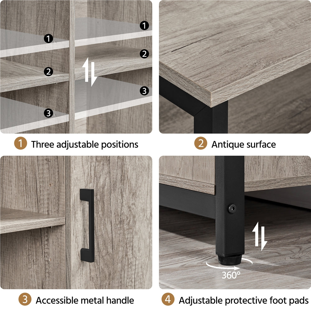 Topeakmart Storage Sideboard Wooden Kitchen Buffet Storage Cabinet with Two Doors and Adjustable Shelf, Gray