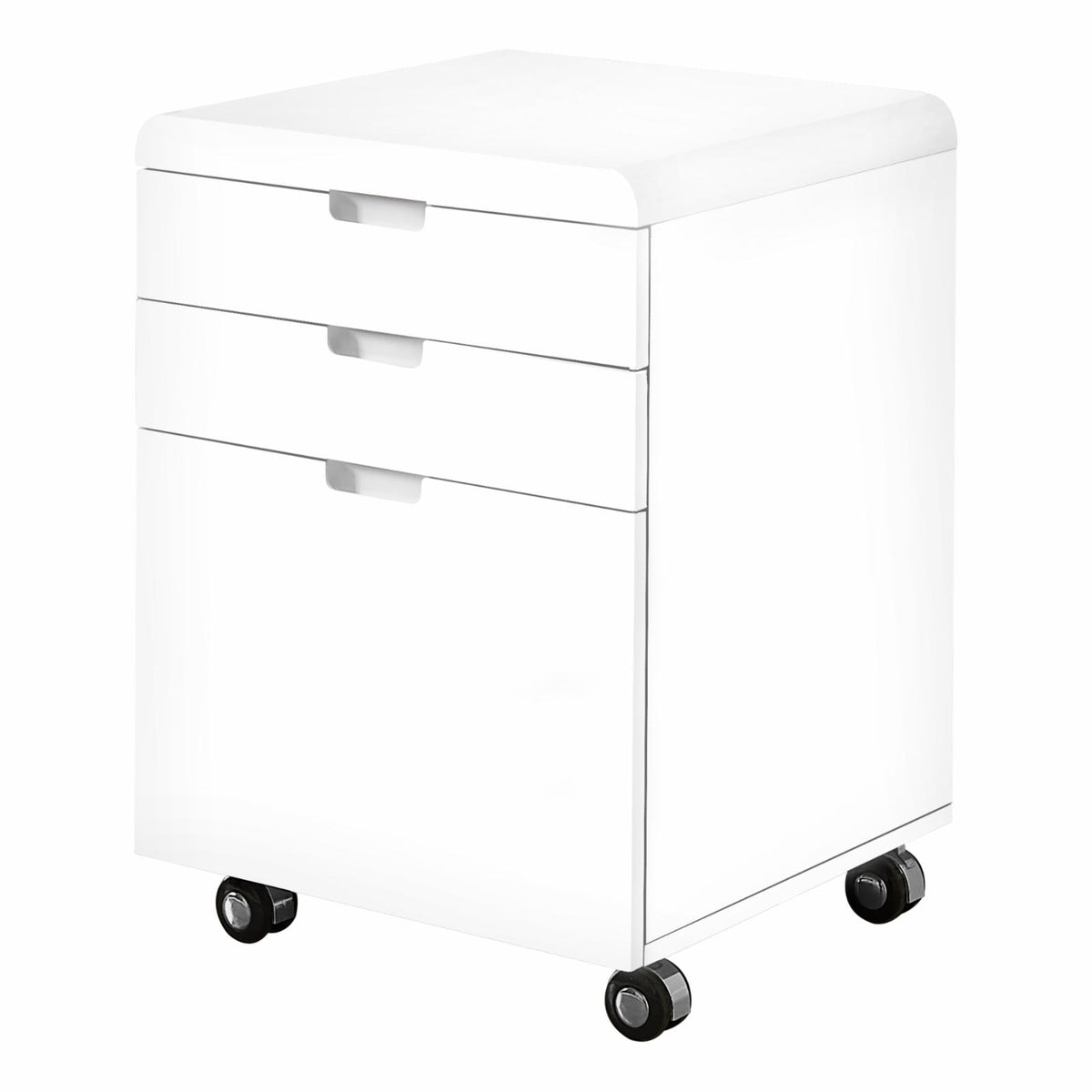 Monarch Specialties Filing Cabinet with 3 Drawers & Castors, White