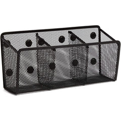 Magnetic Mesh Pen Holder 3 Compartments for Whiteboard Refrigerator Locker Home Office School, Large, 10.5"