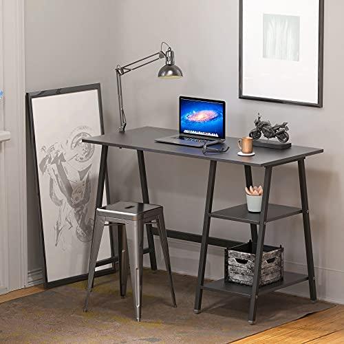 SHW Trestle Home Office Computer Desk, Black