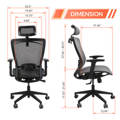 FLEXISPOT Ergonomic Back Mesh Swivel Height Adjustable Office Chair with Armrests Gray