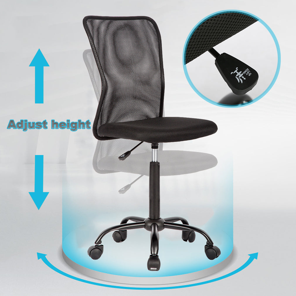 Ergonomic Mesh Office Computer Chair Adjustable Stool Back Support Modern, Black