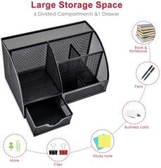 Multifunctional Office Accessories Mesh Office Supplies Desk Organizer Caddy with 6 Compartments for Home Office ,School