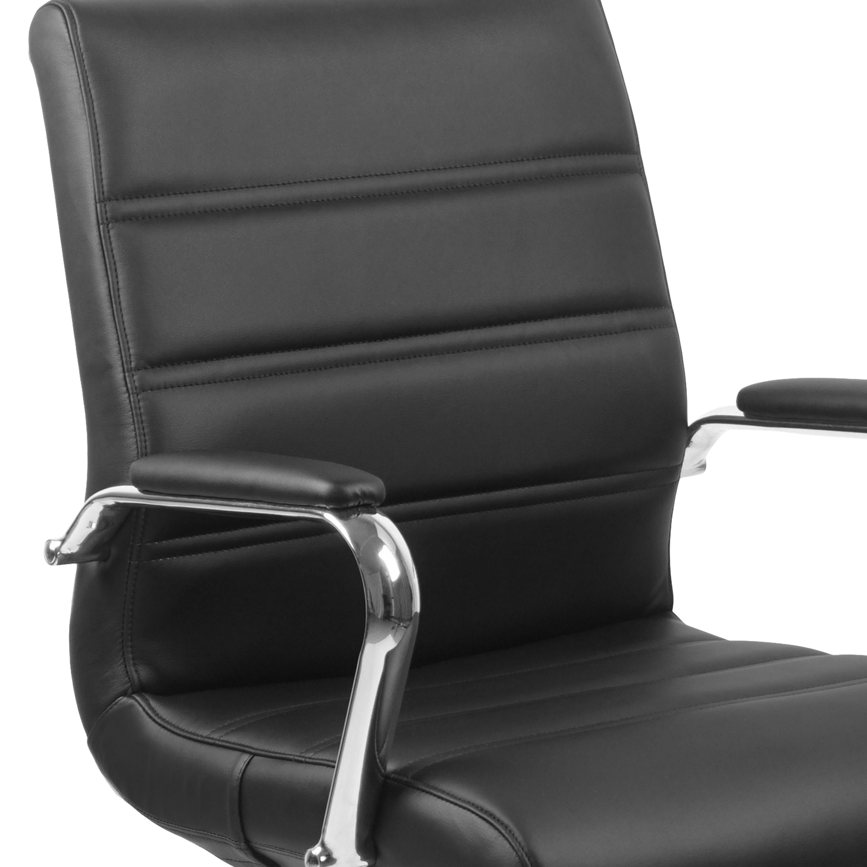 Flash Furniture Mid-Back Black LeatherSoft Executive Swivel Office Chair with Chrome Frame and Arms