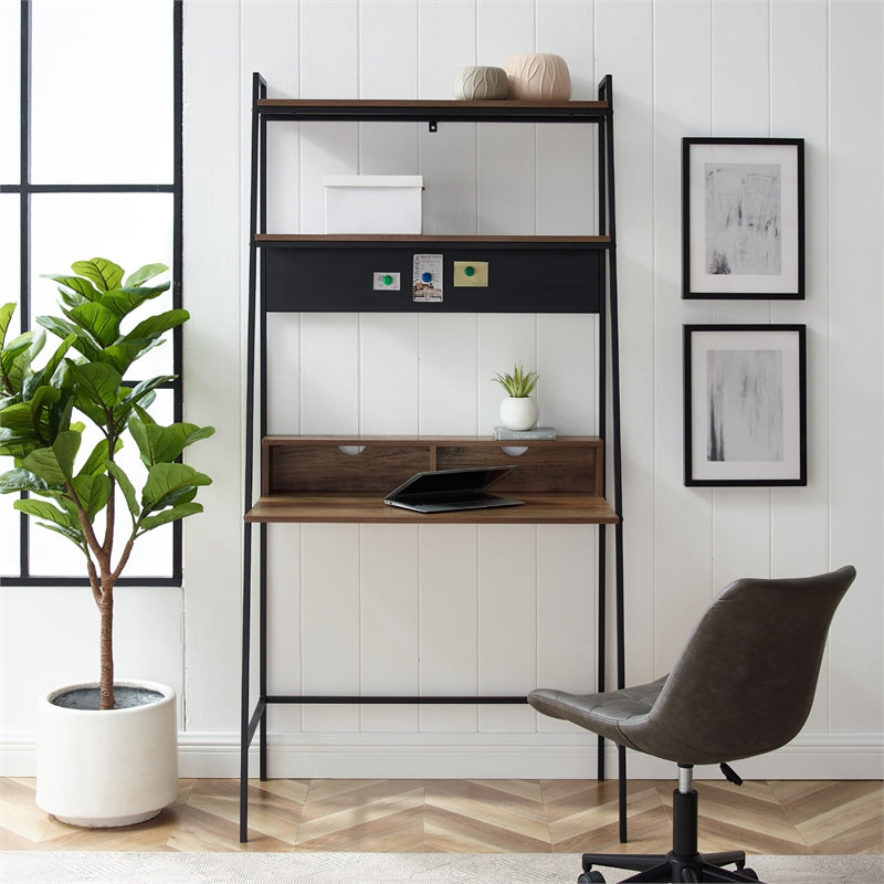 Walker Edison Modern 36" Ladder Writing Desk in Reclaimed Barn Wood