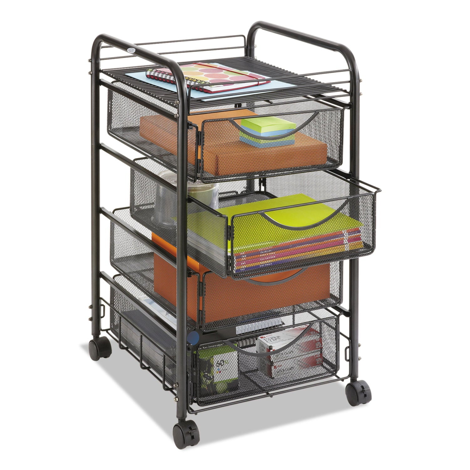 Safco Scoot Mail Cart 2 Shelf - 300 lb Capacity - 4 Casters - 3" , 8" Caster Size - Steel - x 22" Width x 27" Depth x 40.5" Height - Black, Silver - 1 Each