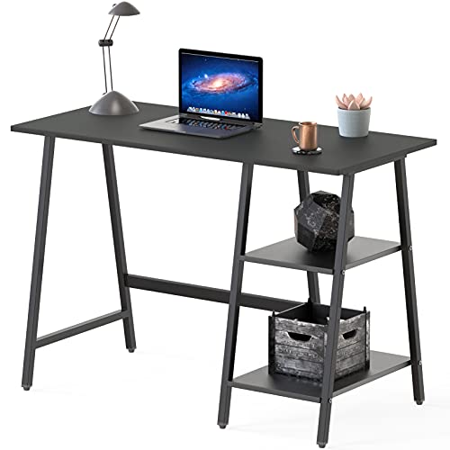 SHW Trestle Home Office Computer Desk, Black