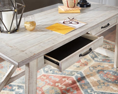 Signature Design by Ashley Carynhurst Farmhouse 60" Home Office Desk with Drawers, Distressed White