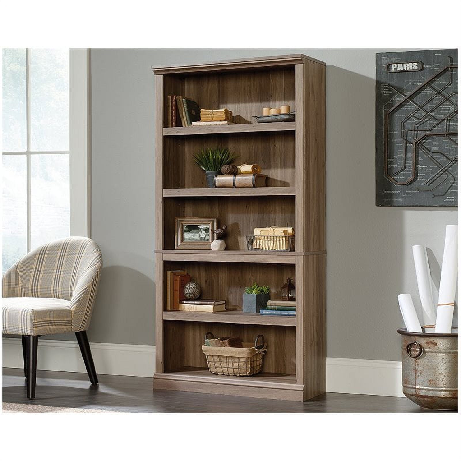 Sauder Select 5 - Shelf Bookcase, Salt Oak Finish