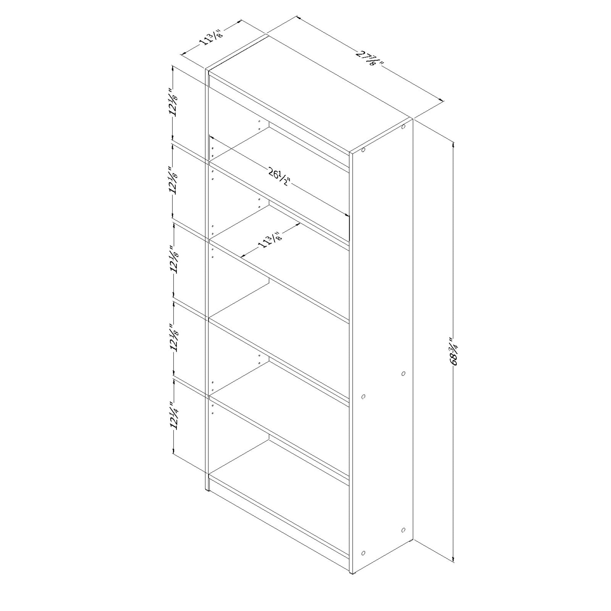 South Shore Smart Basics 5-Shelf 68 3/4" Bookcase