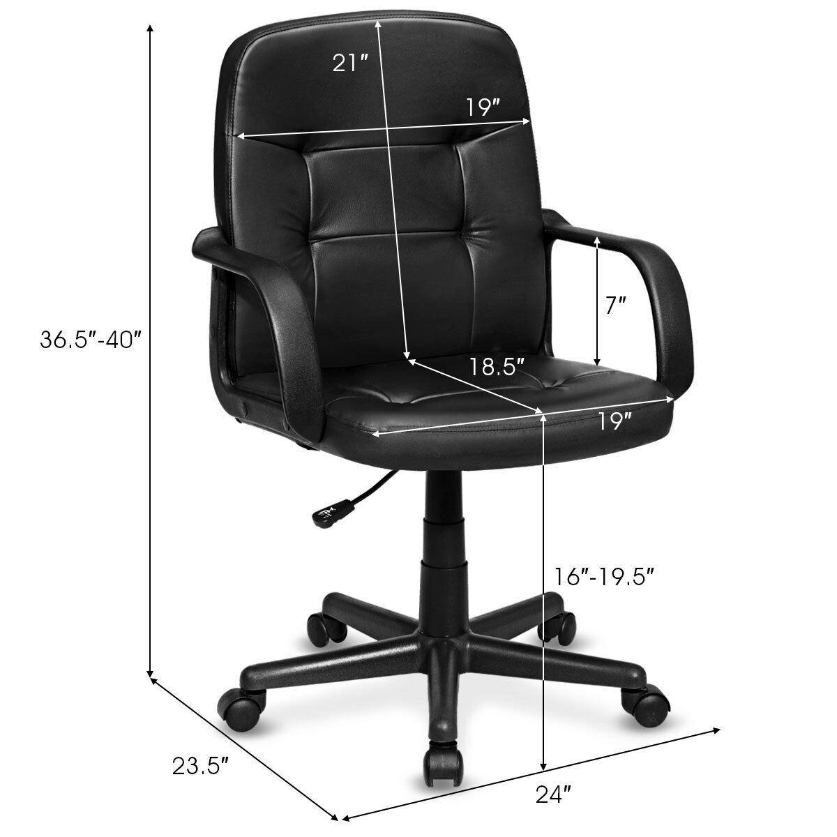 Costway Ergonomic Mid-Back Executive Office Chair Swivel Computer Desk Task Chair New