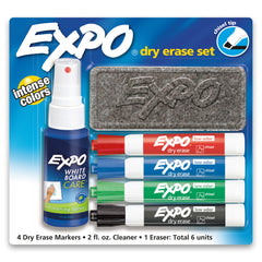 Expo Dry Erase 6-Piece Starter Set with 4 Chisel Tip Markers, Eraser, and Cleaning Spray