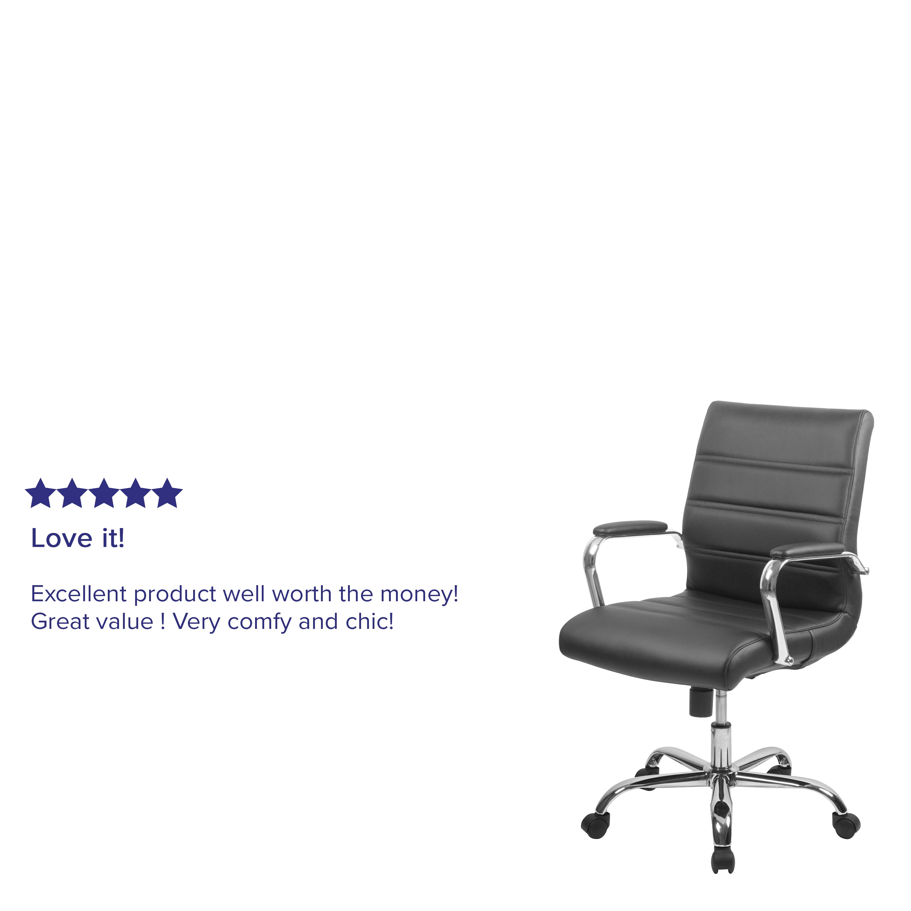 Flash Furniture Mid-Back Black LeatherSoft Executive Swivel Office Chair with Chrome Frame and Arms