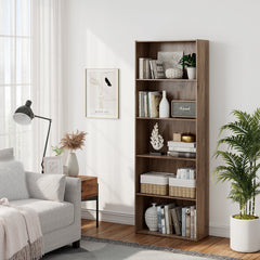 Costway 5-Shelf Storage Bookcase, Walnut