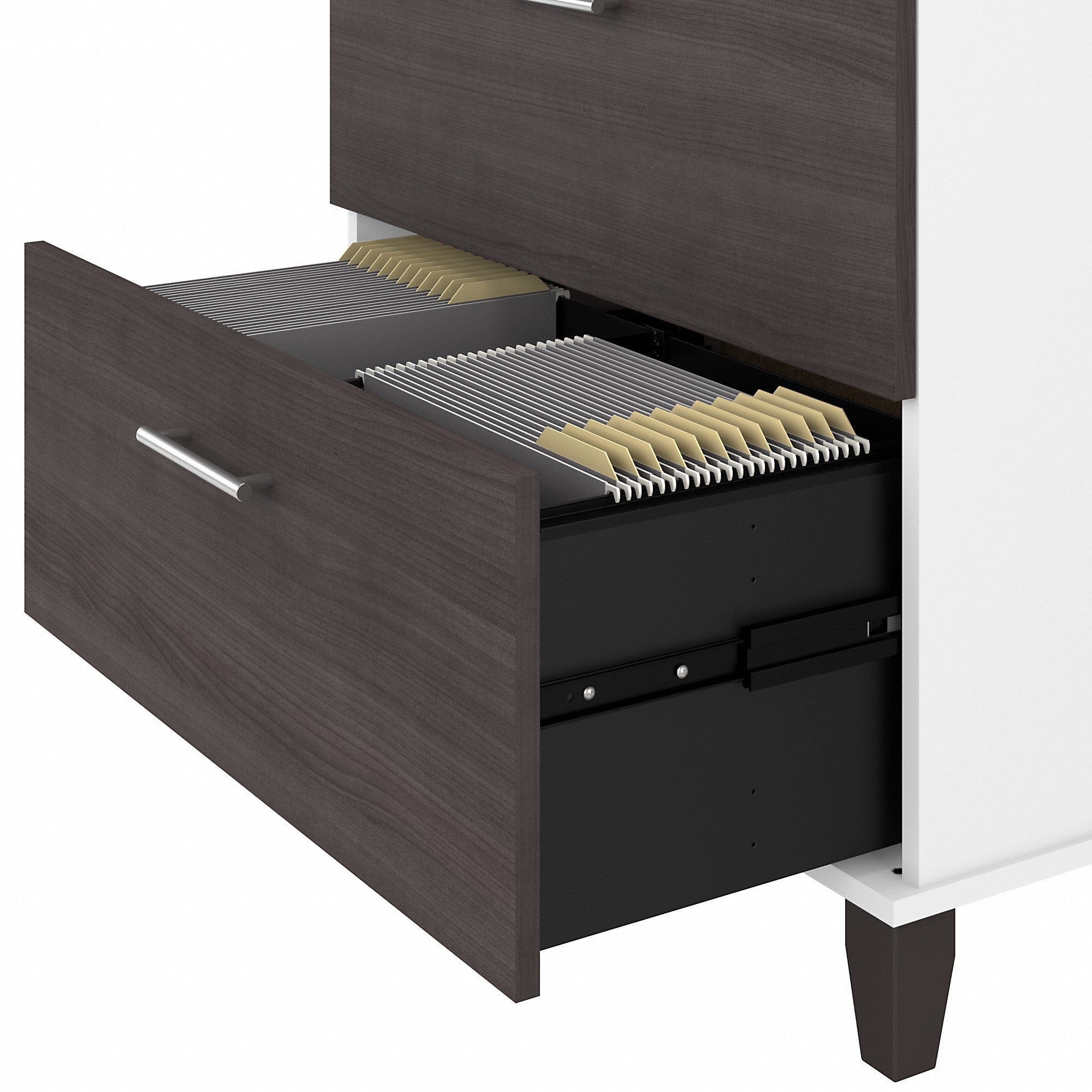 Bush Furniture Somerset 2 Drawer Lateral File Cabinet in Storm Gray and White Finish