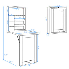 Gymax Black Wall Mounted Fold-Out Convertible Floating Desk