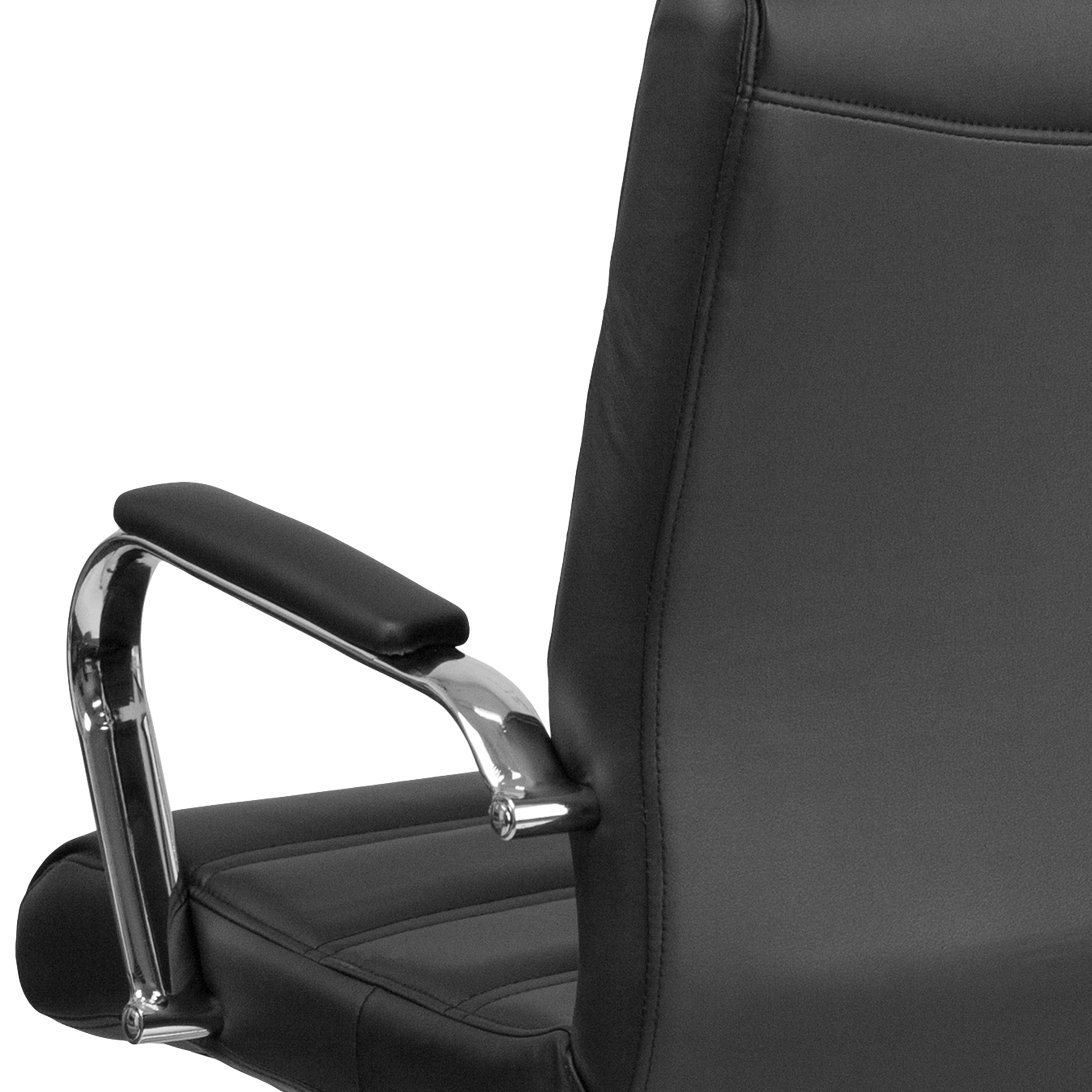 Flash Furniture Mid-Back Black LeatherSoft Executive Swivel Office Chair with Chrome Frame and Arms