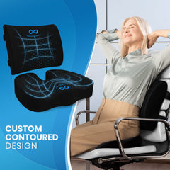 Everlasting Comfort Office Chair Seat Cushion and Lumbar Support Pillow Combo