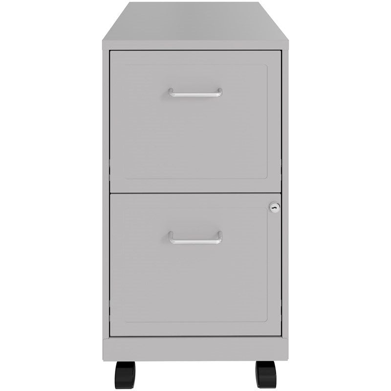 Scranton &amp; Co Mobile 2 Drawer File Cabinet in Silver