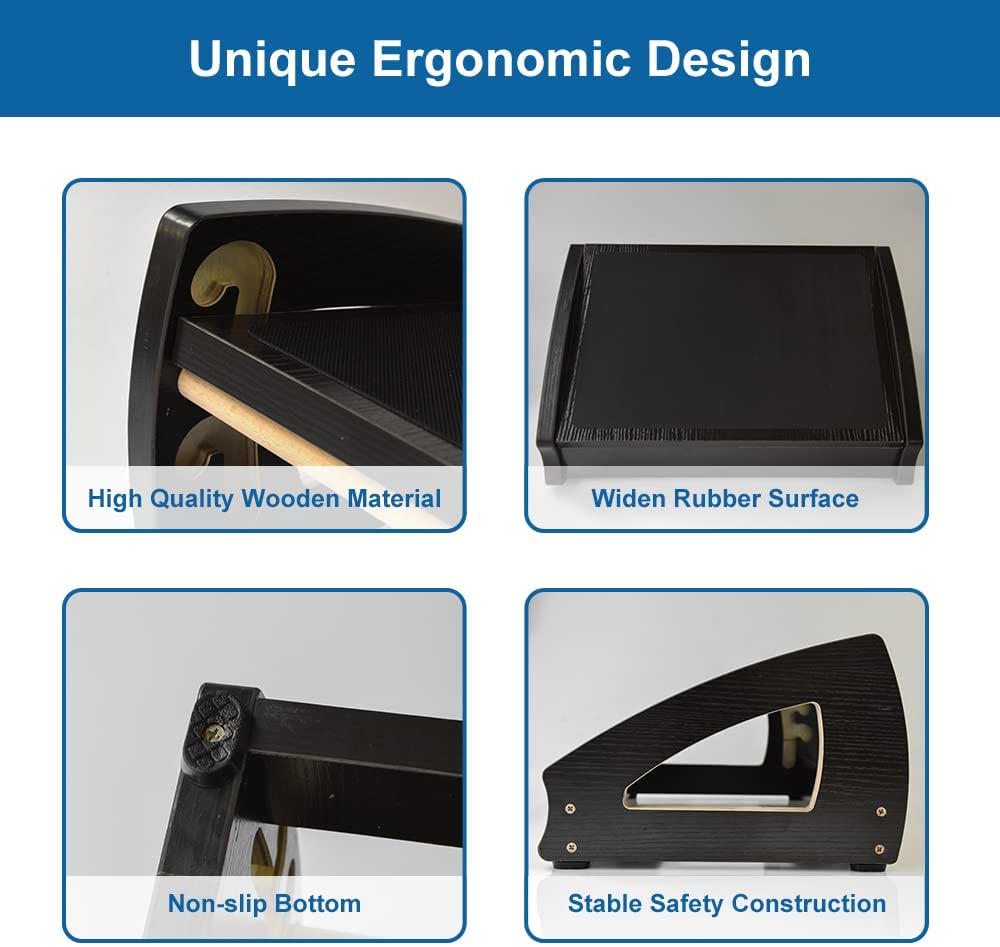StrongTek Adjustable Under Desk Footrest,with 3 Height Position, Wooden Foot Stool Under Desk