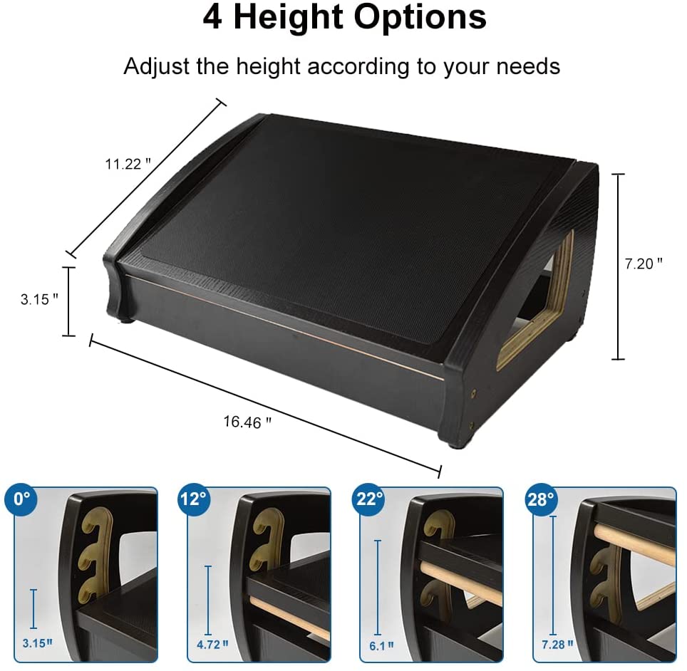 StrongTek Adjustable Under Desk Footrest,with 3 Height Position, Wooden Foot Stool Under Desk