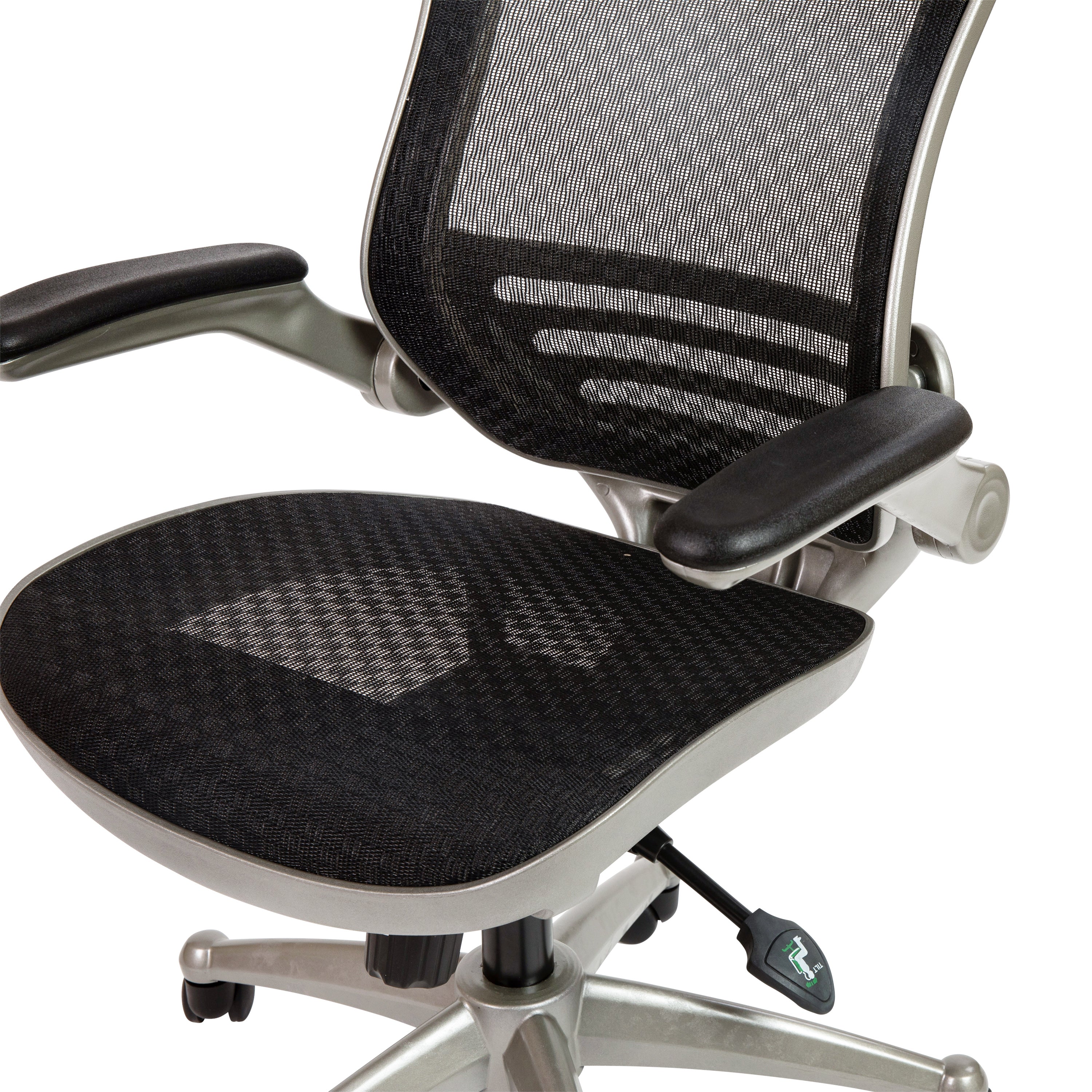 Flash Furniture Mid-Back Transparent Black Mesh Executive Swivel Office Chair with Graphite Silver Frame and Flip-Up Arms