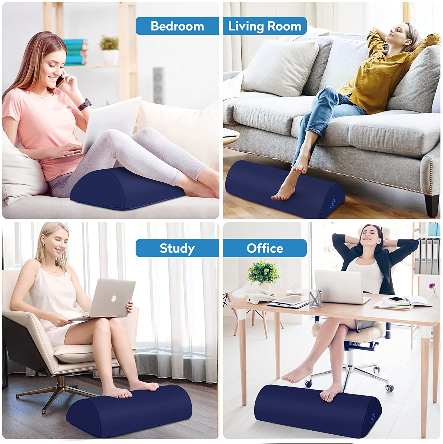 StepLively Foot Rest for Under Desk at Work-Ergonomic Design Foot Stool,Non Slip Bead,Washable Cover-Under Desk Footrest