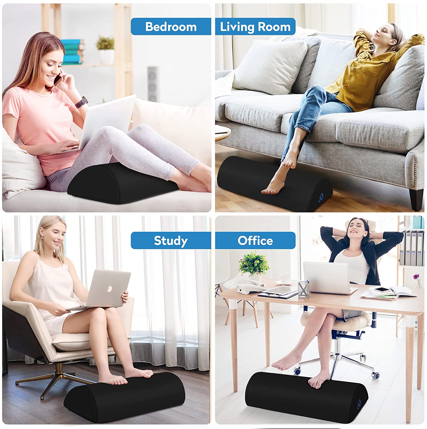 StepLively Foot Rest for Under Desk at Work-Ergonomic Design Foot Stool,Non Slip Bead,Washable Cover-Under Desk Footrest