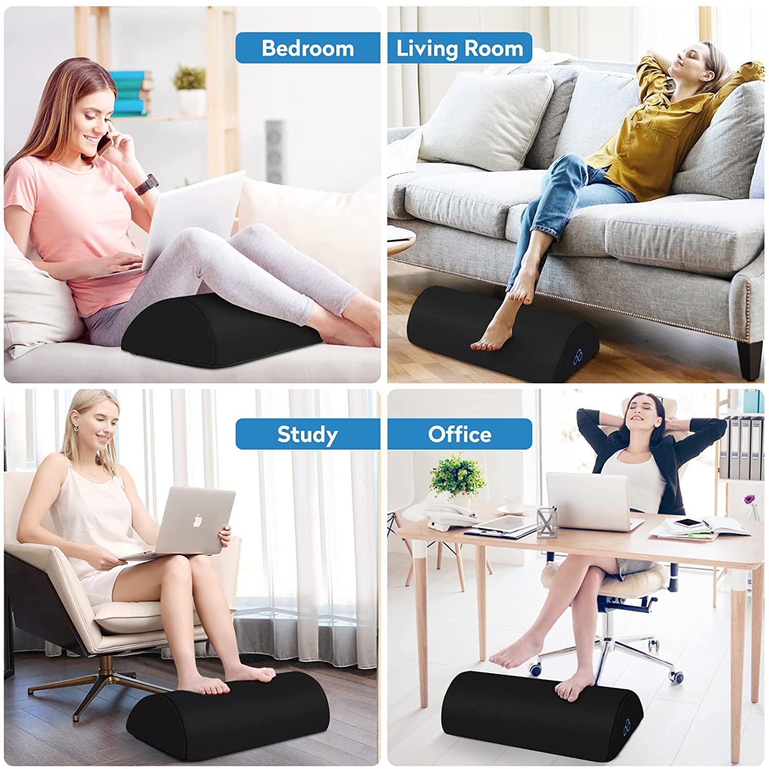 StepLively Foot Rest for Under Desk at Work-Ergonomic Design Foot Stool,Non Slip Bead,Washable Cover-Under Desk Footrest