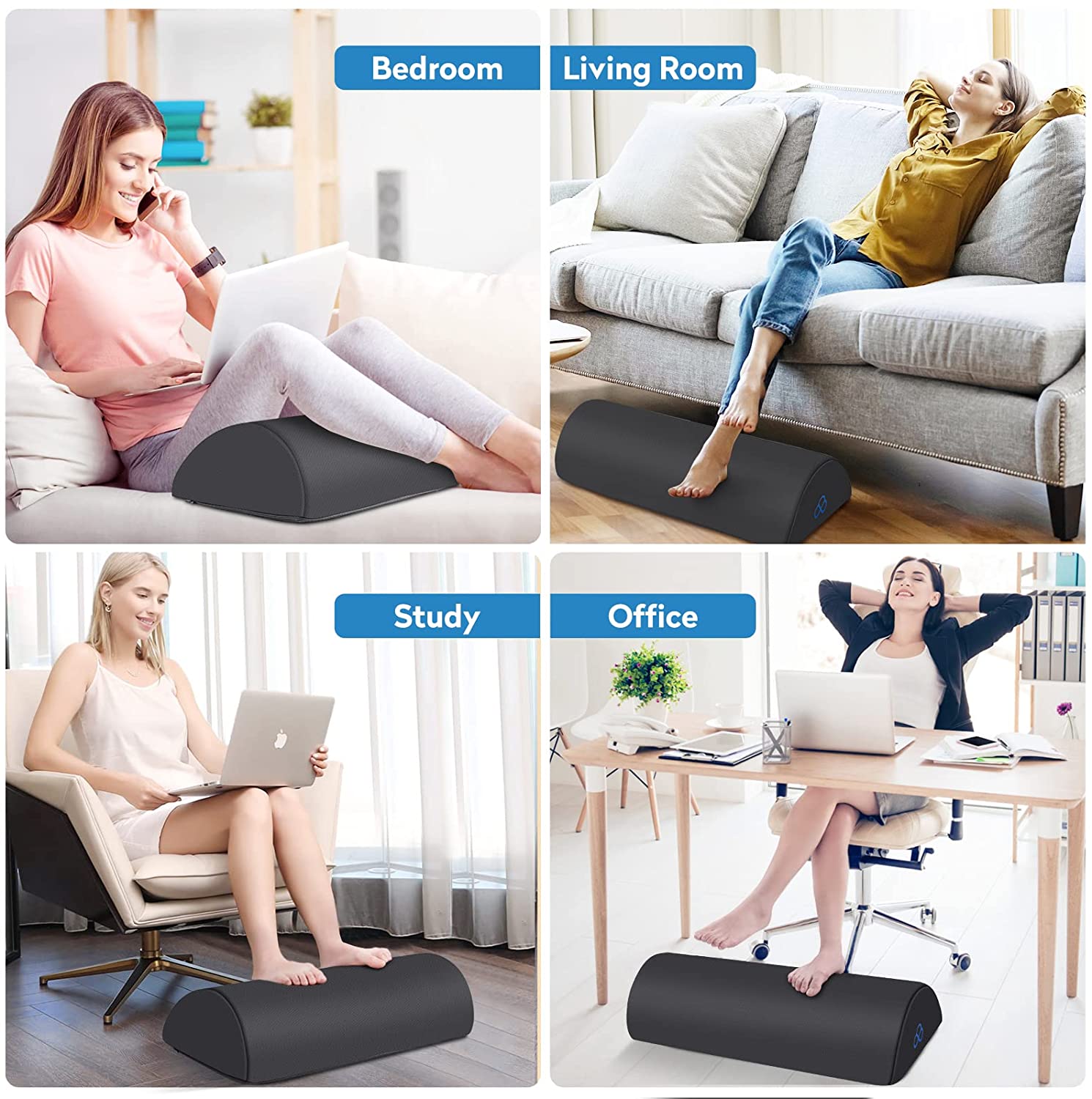 StepLively Foot Rest for Under Desk at Work-Ergonomic Design Foot Stool,Non Slip Bead,Washable Cover-Under Desk Footrest