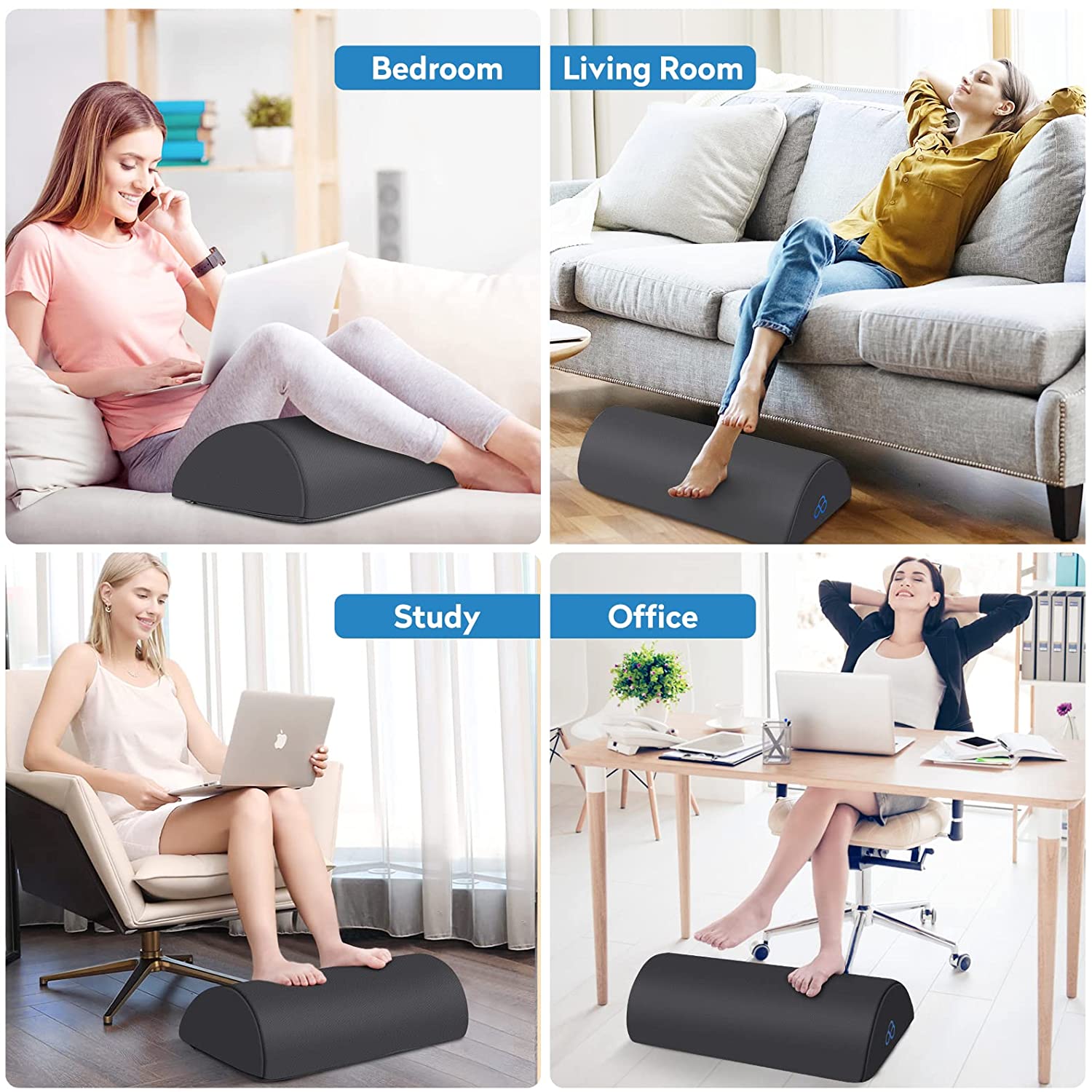 StepLively Foot Rest for Under Desk at Work-Ergonomic Design Foot Stool,Non Slip Bead,Washable Cover-Under Desk Footrest