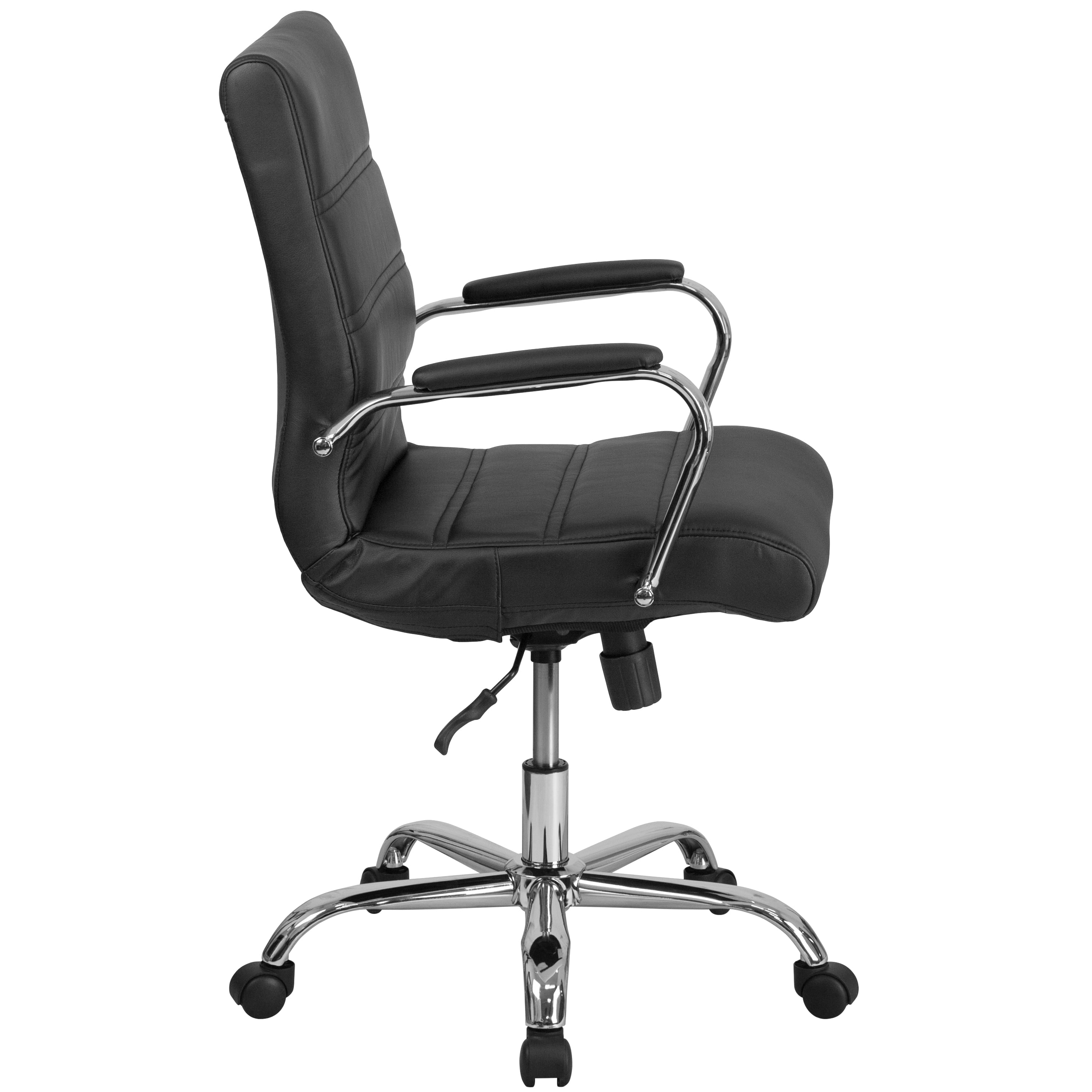 Flash Furniture Mid-Back Black LeatherSoft Executive Swivel Office Chair with Chrome Frame and Arms