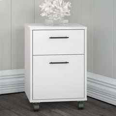 Bush Furniture Key West 2 Drawer Mobile File Cabinet in Pure White Oak