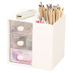 Toplive Desk Pencil Pen Holder , Office Desk Organizers Desktop Storage with 3 Independent Drawers Stationery Supplies