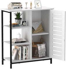 DWVO Free Standing Cabinet Wooden Display Bookcase with Door Storage Organizer 3 Shelves White