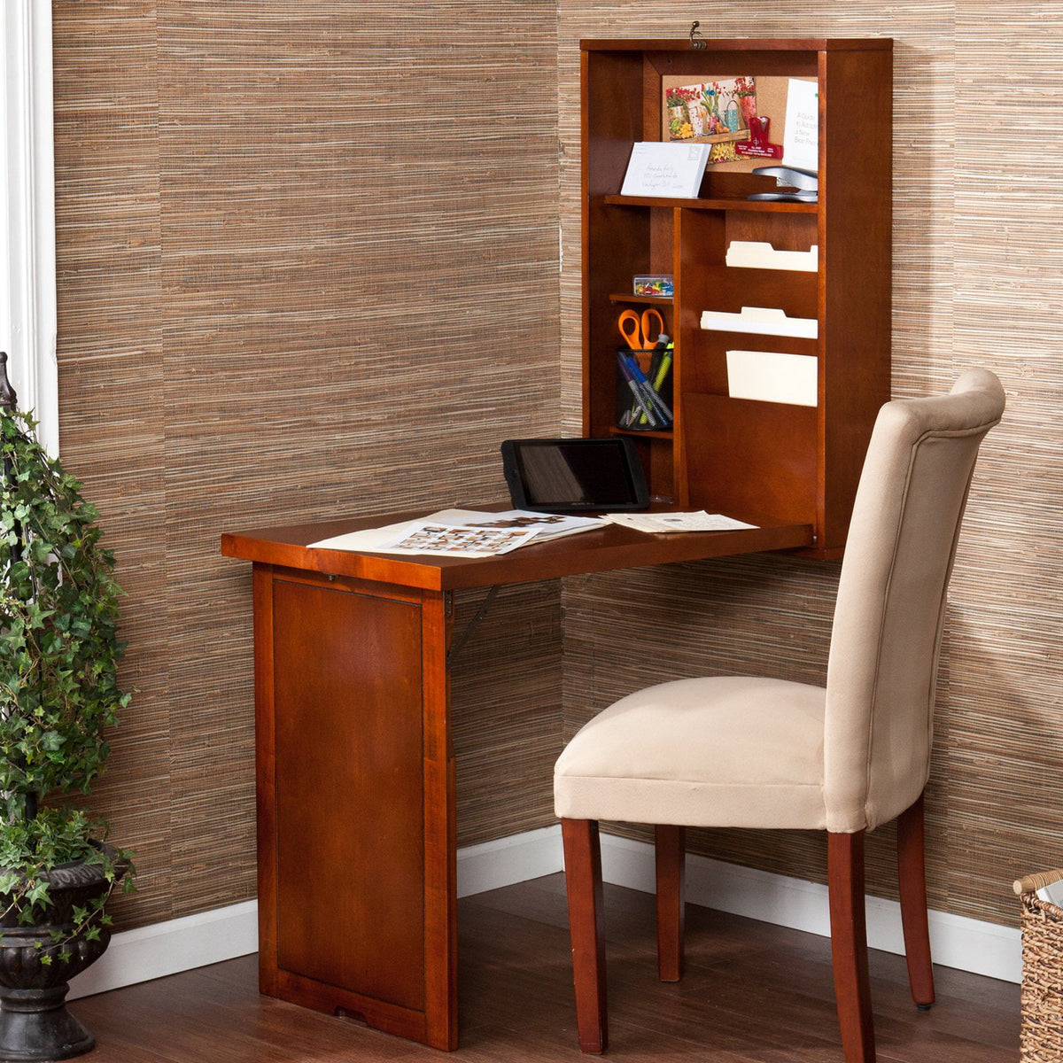 Southern Enterprises Wall Mounted Convertible Writing Desk - Walnut