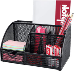 Multifunctional Office Accessories Mesh Office Supplies Desk Organizer Caddy with 6 Compartments for Home Office ,School