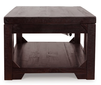 Signature Design by Ashley Rogness Rustic Rectangular Lift Top Coffee Table, Distressed Dark Brown