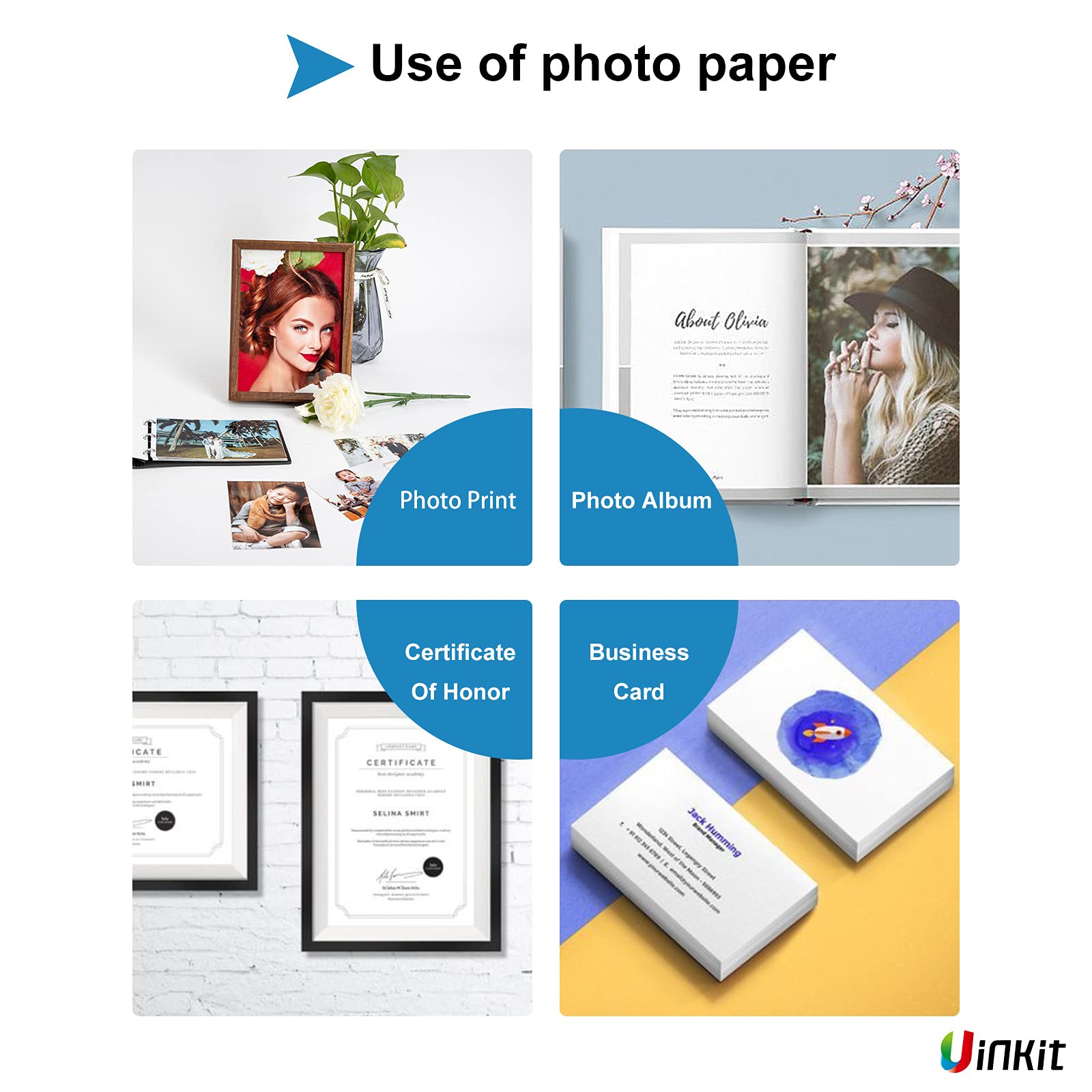 Uinkit 100 Sheets Photo Paper 11x17 Glossy Inkjet 50lb Value Packed Brochure Poster Playbill Obituary Papers for Funerals Bulletin Gallery Show Photographic 11 x 17 Copy Printing A3